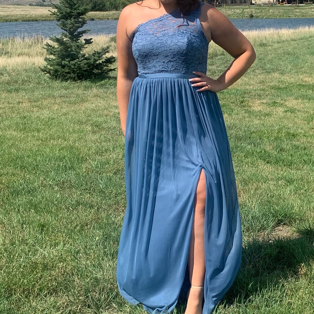 David’s Bridal Dusty Blue Bridesmaid dress